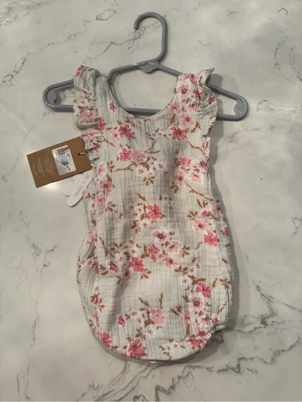 Angel Dear White Romper with Pink Floral Print